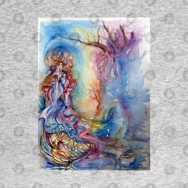 LADY OF THE LAKE  / Magic and Mystery Fantasy Watercolor by BulganLumini